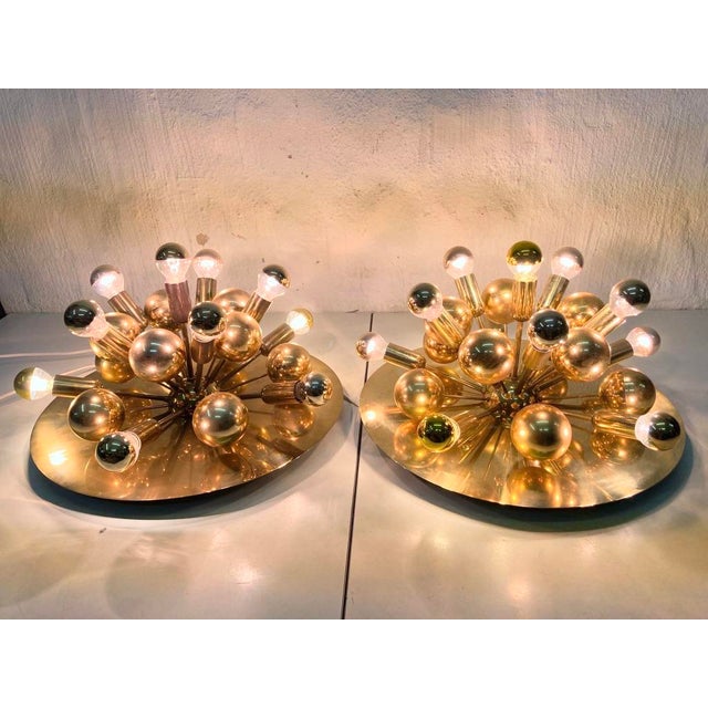 Mid-Century Modern Space Age Sputnik Wall Lamps in Brass from Cosack Leuchten, 1960s, Set of 2 For Sale - Image 3 of 11