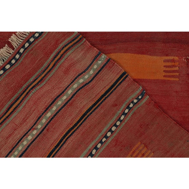 Antique Tribal Kilim Rug in Red, Blue and Orange Tribal Geometric Pattern For Sale In New York - Image 6 of 7
