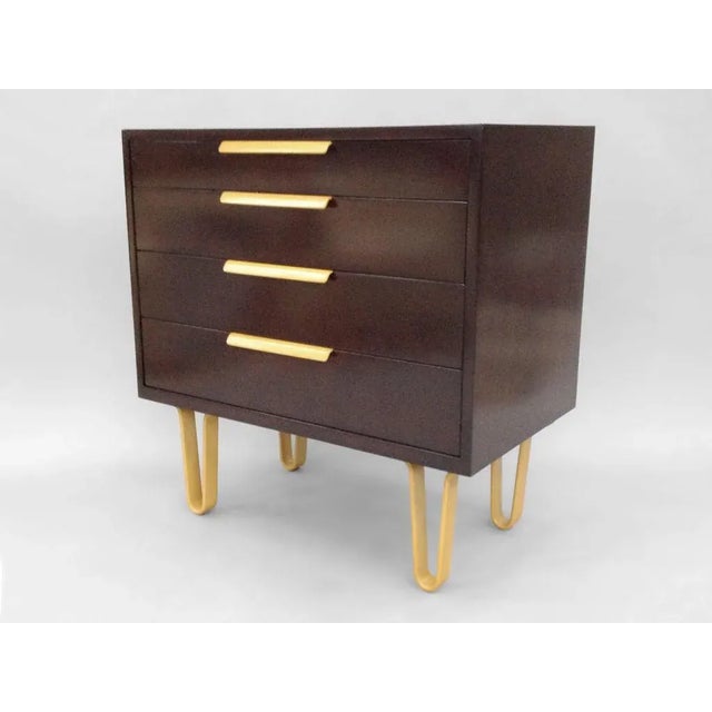 Chest of drawers on hairpin legs by Edward Wormley for Dunbar. Scarce Wormley Design. Measures: 45" wide also available.