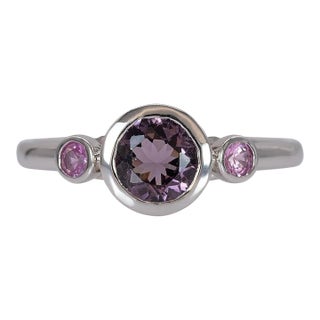Purple Spinel Ring With Purple Sapphire Accents: Solid 14k Gold, Size 6.75 For Sale