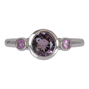 Purple Spinel Ring With Purple Sapphire Accents: Solid 14k Gold, Size 6.75