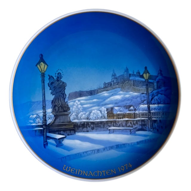 Hand-Painted Christmas Plate by Georg Küspert for Rosenthal, 1974 For Sale
