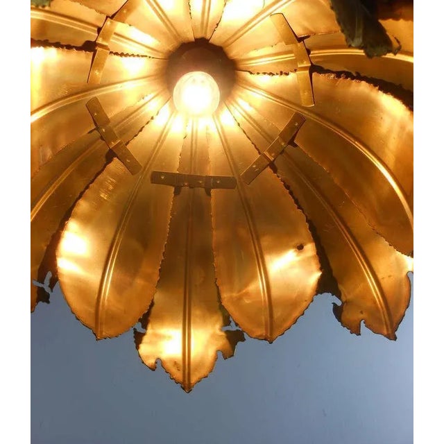 Brutalist Acid Treated Brass Pendant Lamps by Svend Aage for Holm Sorensen, Set of 2 For Sale - Image 6 of 9