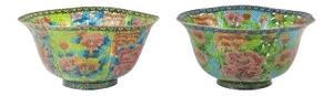 Large Chinese Cloisonné Plique-à-Jour Bowls - A Pair