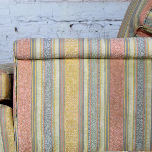 Mid to Late 20th Century Traditional Club Chair by Henredon With Striped Pastel Fabric For Sale - Image 14 of 18