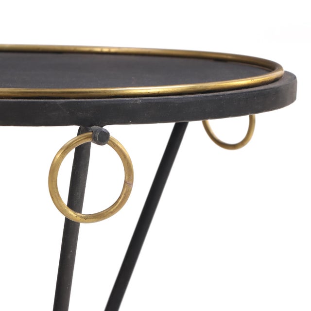 Mid-Century Modern A Pair of Iron & Bronze Drinks Tables in the Manner of Jean-Michel Frank. Contemporary. For Sale - Image 3 of 5