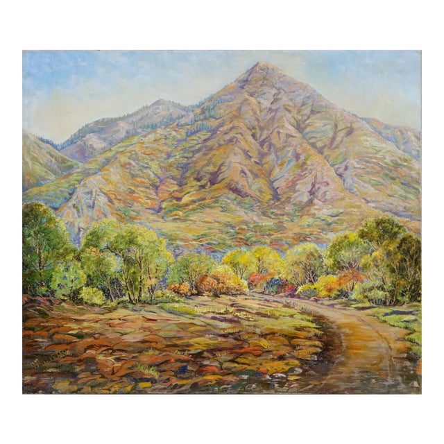Ogden, Utah in Spring - Mid Century Mountain Landscape by Grace Peterson For Sale