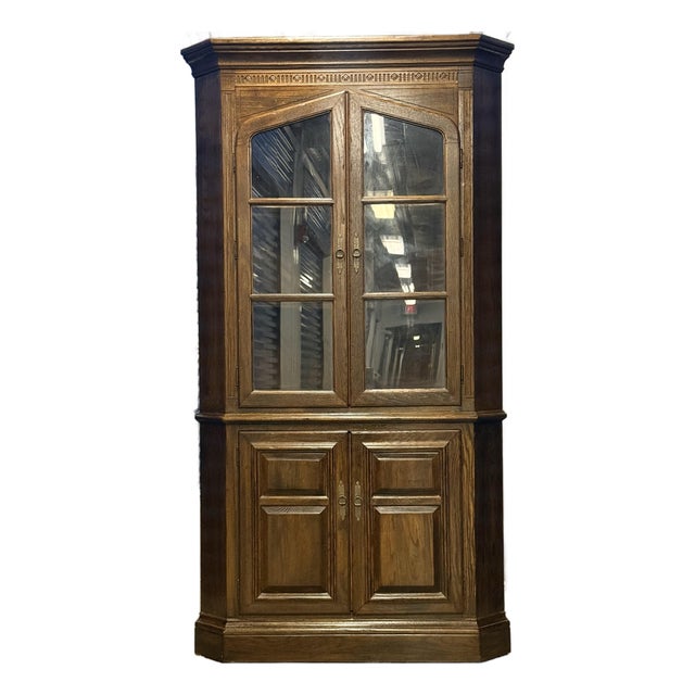 Ethan Allen Royal Charter Oak Corner Cabinet For Sale