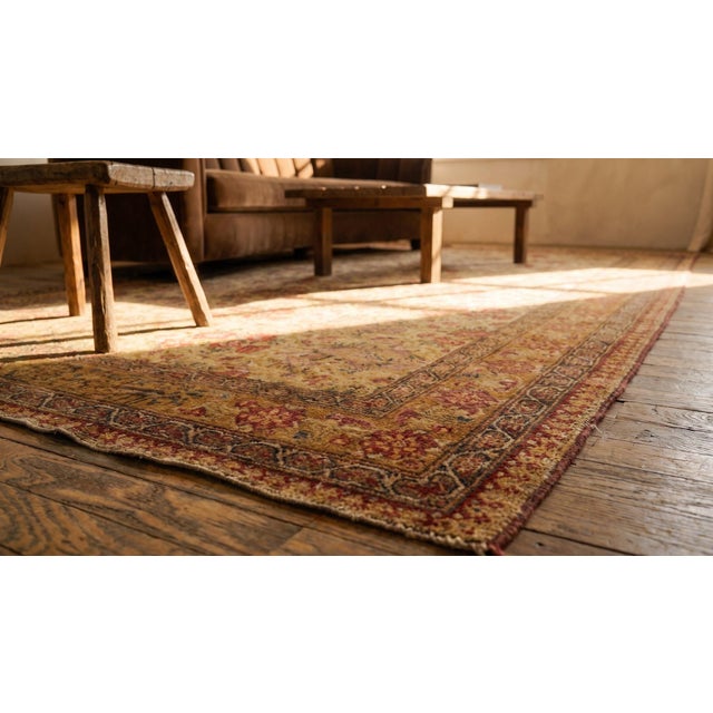 Ivory 1850s Ivory Floral Antique Persian Ashar Rug 4' 4" X 7' 3" Handknotted Wool Carpet For Sale - Image 8 of 9