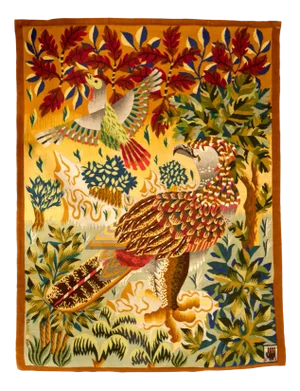 French Tapestry in Polychrome Wool by René Perrot for Aubusson, 1956