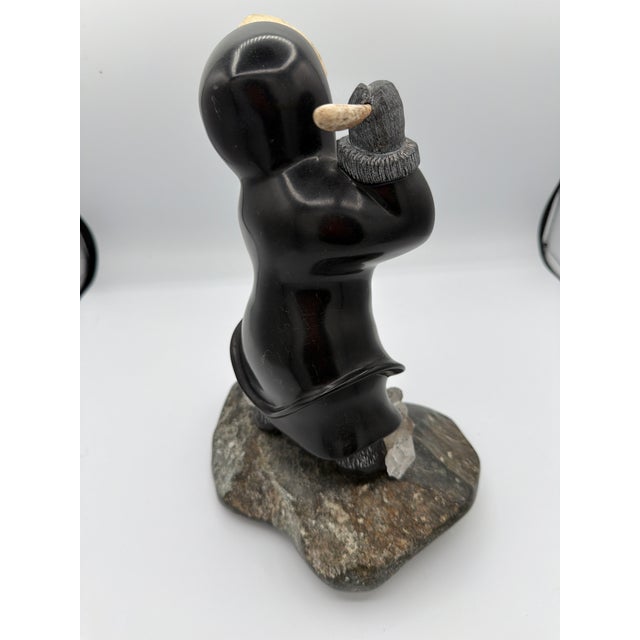 1980s 1980s Northern Beat Inuit Drummer. Hand Carved by Inuits of Greenland For Sale - Image 5 of 9