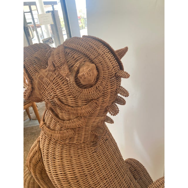 Boho Chic Boho Chic Large Wicker Foo Dog For Sale - Image 3 of 11