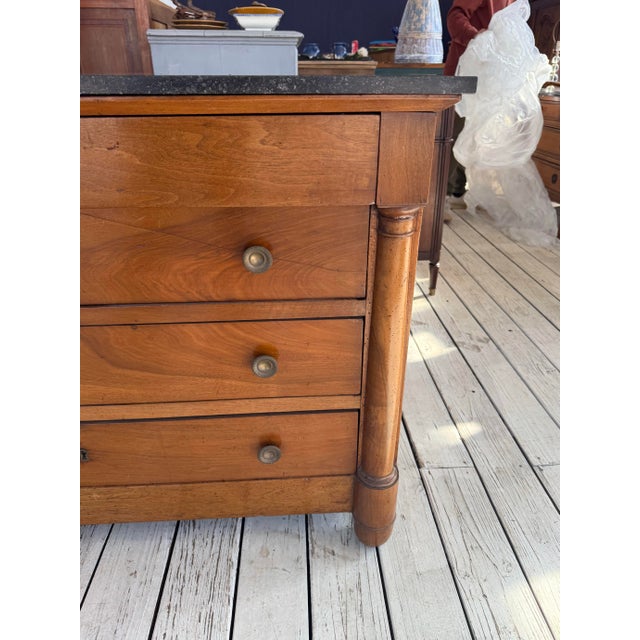 Wood 19th Century French Empire Walnut Marble Top Chest of Drawer / Commodes For Sale - Image 7 of 11