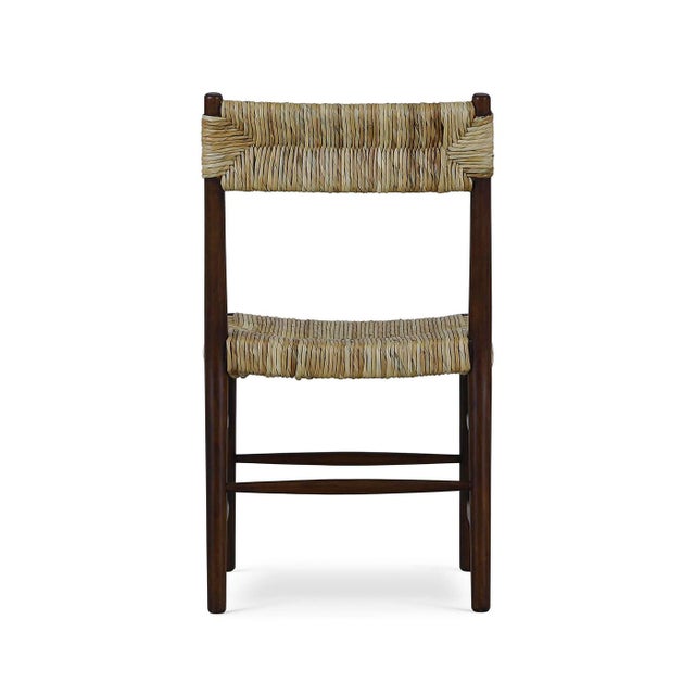 Rustic Rush Seat Dining Chair in Dark Wood For Sale - Image 9 of 11