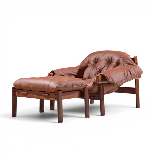 Mid-Century Modern Percival Lafer Mp41 Mid Century Brazilian Leather Lounge Chair and Ottoman For Sale - Image 3 of 11