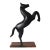 Folk Art Cast Metal Painted Black Rearing Horse on Wood Base For Sale