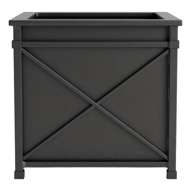 Brown Jordan Venetian 22" Square Planter, Textured Pewter frame For Sale