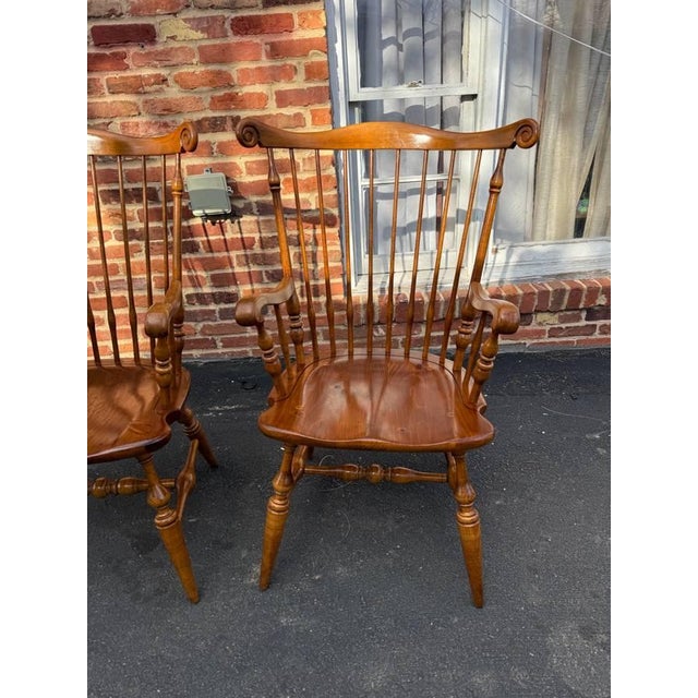 Farmhouse Vintage Ethan Allen Windsor Fan Back Dining Chairs. Set of 6 For Sale - Image 3 of 16