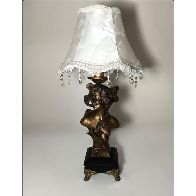 Art Nouveau Sculptural Bronze Table Lamp by Emmanuel Villanis, France, 19th Century For Sale - Image 4 of 15