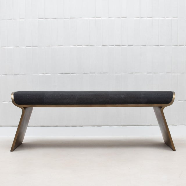 Shagreen Bench With Bronze Patina Brass Legs by Kifu Paris For Sale - Image 9 of 11