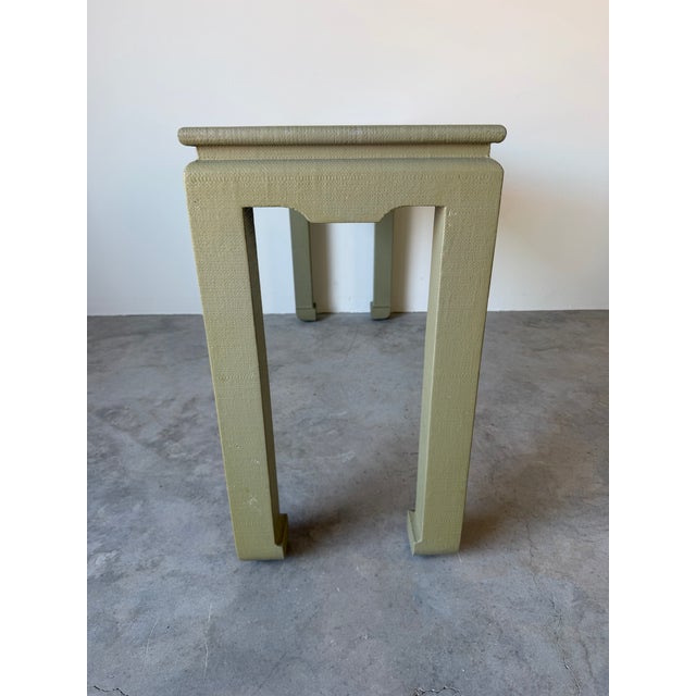 Contemporary Vintage 1970s Organic Modern Harrison Van Horn Style Lacquered Grasscloth Console Table For Sale - Image 3 of 12