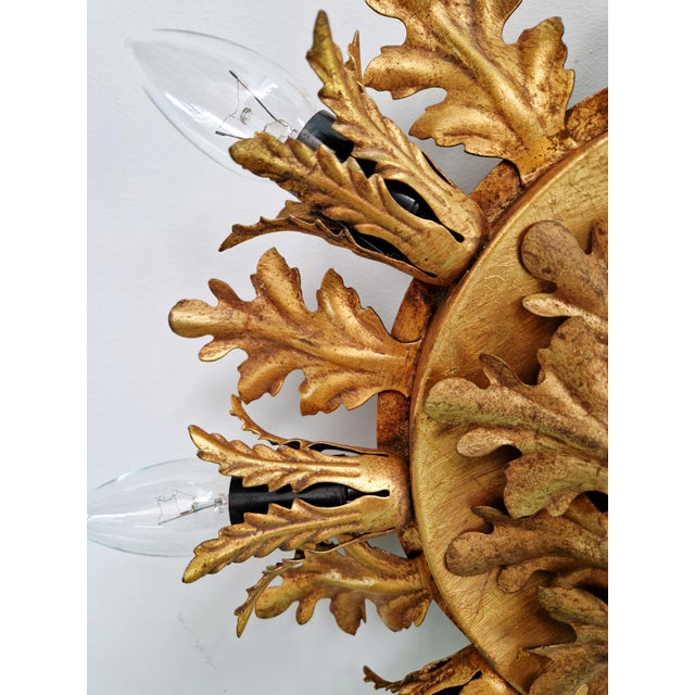 Metal Floral Ceiling Light in Gilded Metal from Banci Firenze, Italy, 1970 For Sale - Image 7 of 13