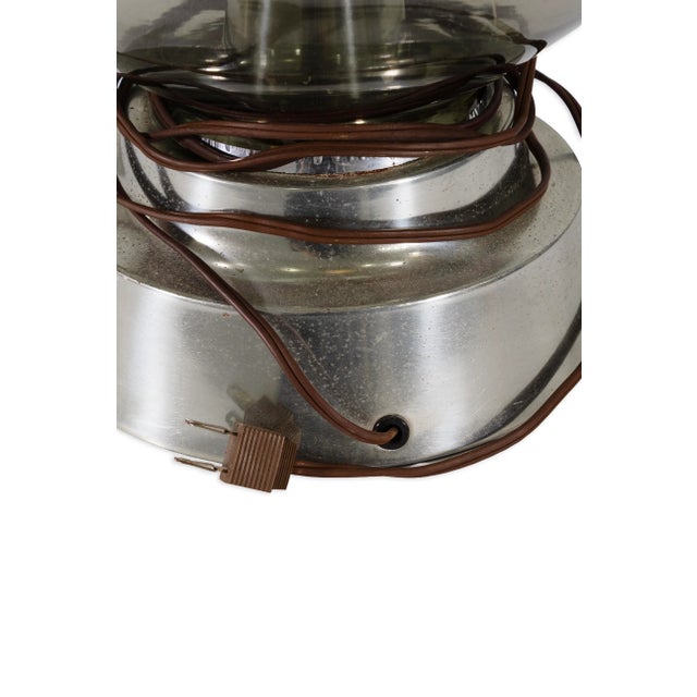 Chrome Pair of Vintage Mid Century Modern Round Fiber Optic Smoked Glass & Chrome Lamps For Sale - Image 8 of 8