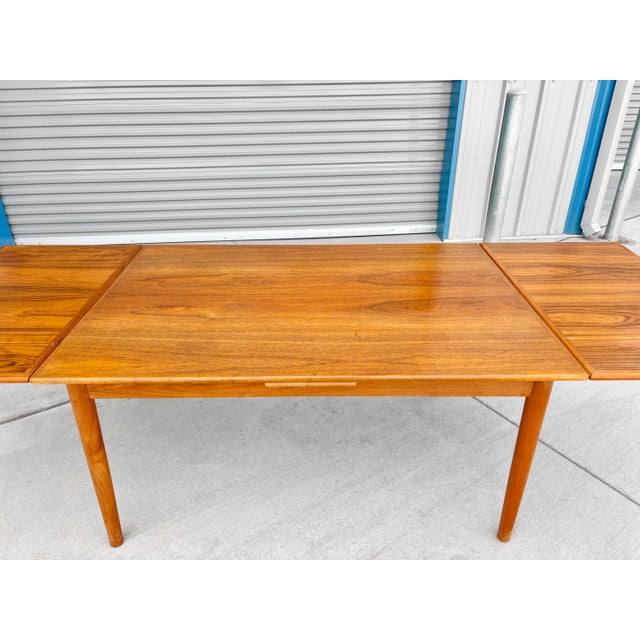 1960s Danish Modern Teak Extendable Dining Table For Sale - Image 10 of 12