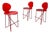 Italian Modern Bar Stools in Wood and Red Metal, 1980s, Set of 3 For Sale