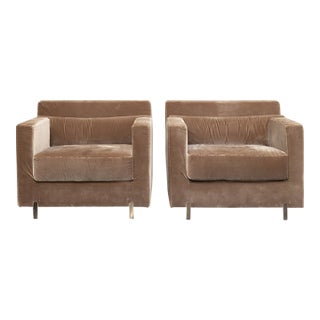 2008 Attributed to Ralph Pucci India Mahdavi Oliver Armchairs in Silver Silk For Sale