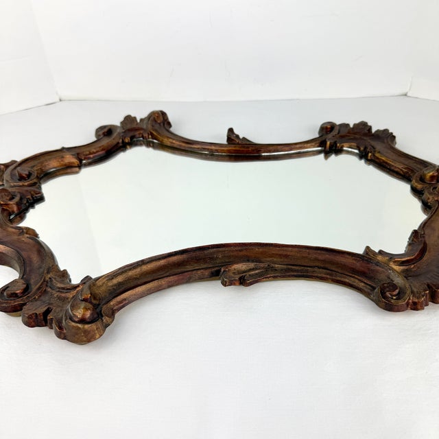 Rococo Midcentury Italian Rococo Style Mirror 25.75” X 11.25” For Sale - Image 3 of 12