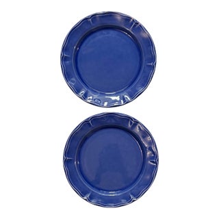 Vintage Varages Luberon Cobalt Blue Dinner Plates- Set of Two For Sale