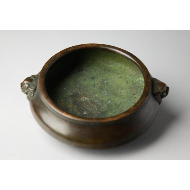 Early 20th Century Chinese Bronze Censer With Lion-Mask Handles, Apocryphal Xuande Mark, 19th–20th Century For Sale - Image 5 of 11