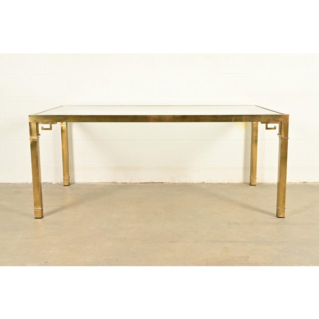 Mastercraft Mastercraft Mid-Century Modern Hollywood Regency Greek Key Brass and Glass Dining Table, 1970s For Sale - Image 4 of 10