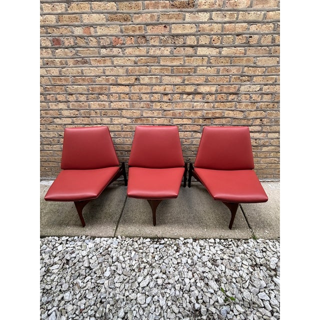 Mid-Century Modern 1950s Triangular Chairs- Set of 3 For Sale - Image 3 of 12