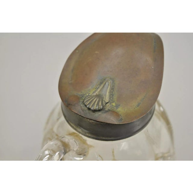 Glass Antique American Art Nouveau Decorated Leaded Glass Creamer Syrup Pitcher For Sale - Image 7 of 11