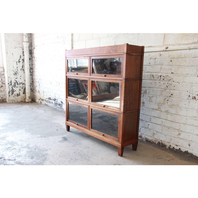 Antique Oak Double Barrister Bookcase by Macey Chairish