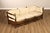 Elegant French Provincial Style Sofa Featuring a Carved Oak Wood Frame with Shaped Crest Rail, Turned Posts, and...