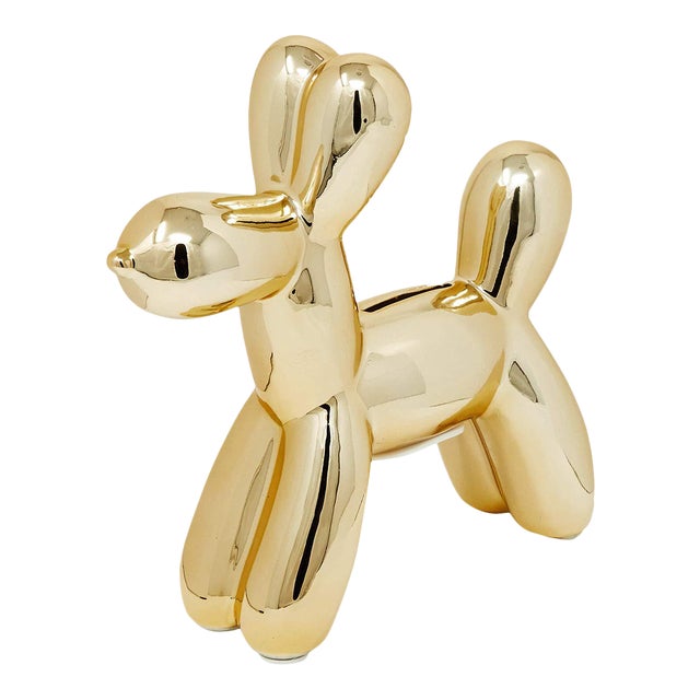 Interior Illusions Plus Gold Mini Ceramic Dog Piggy Bank - 7.5" tall For Sale