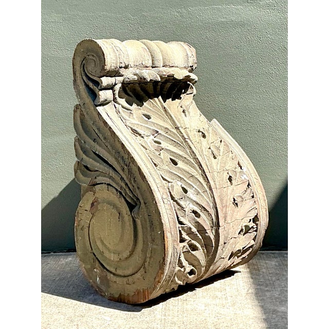 Wood Vintage 1880s Monumental Distressed Wood Corbel For Sale - Image 7 of 12
