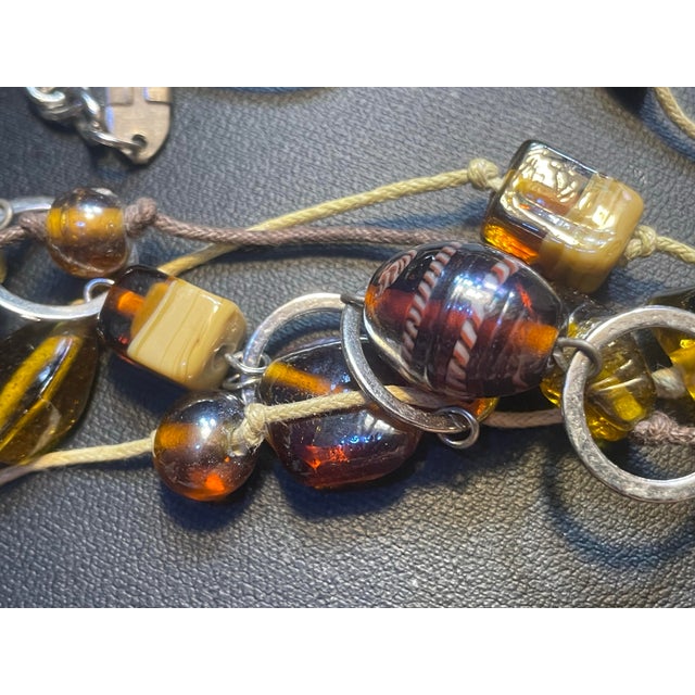 Mid-Century Modern Early MCM Jewelry Bohemia Glass Lampwork, Early Mold Amber Glass and Sommerso Foil Glass. For Sale - Image 3 of 8