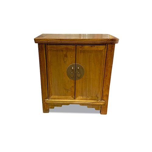 Asian Contemporary Side Table is made out of elm wood. It has 2 doors and 1 removable shelf. It can be use as side table...