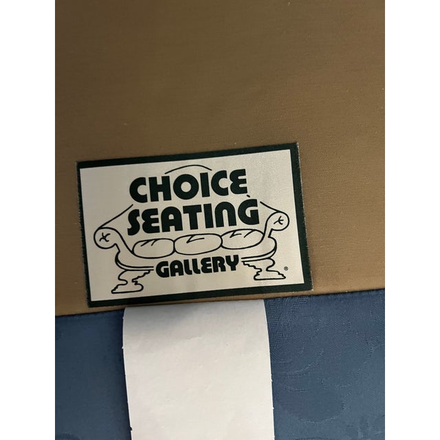 1990s Damask Blue Sofa For Sale In West Palm - Image 6 of 8