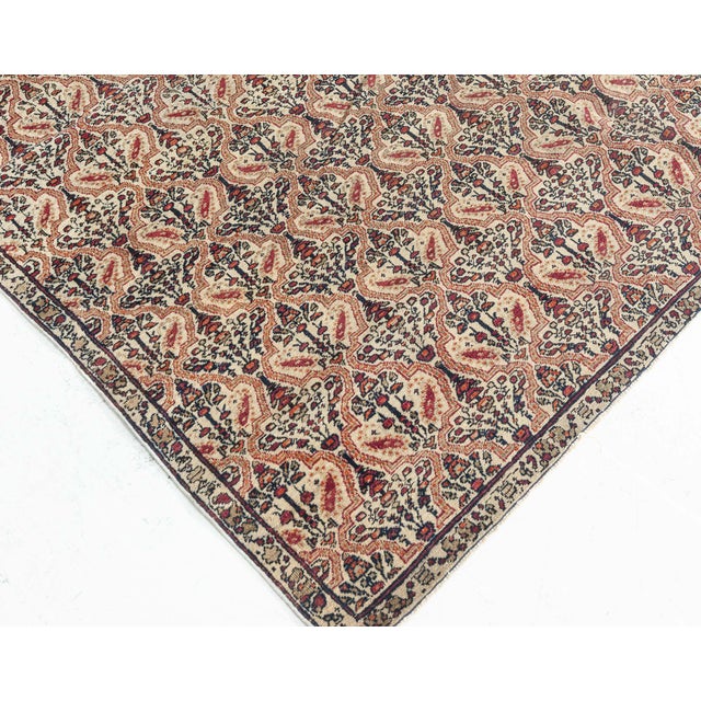 Persian 19th Century Persian Kirman Botanic Red, Green and Black Handwoven Wool Rug For Sale - Image 3 of 7