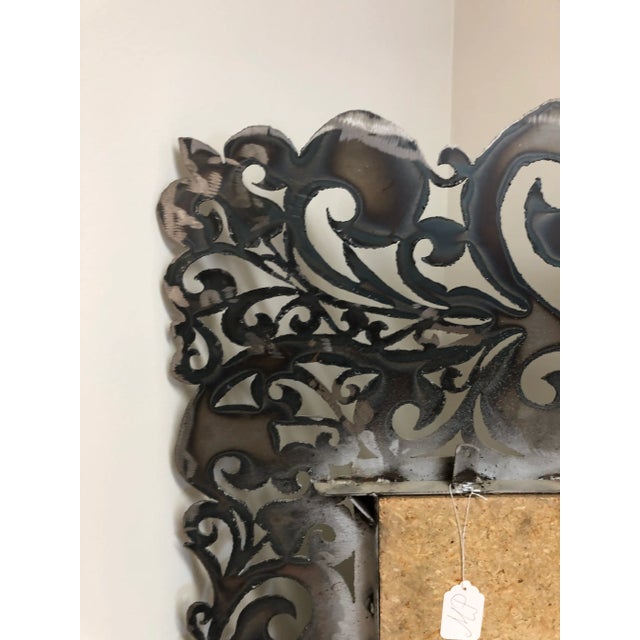 1980s Vintage 1980s Laser Cut Steel Mirror For Sale - Image 5 of 7