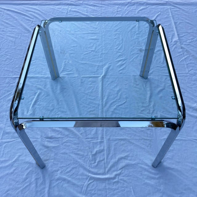 Chrome Mid-Century Modern Italian Chrome and Glass Coffee Table Manner of Gianfranco Frattini for Cassina For Sale - Image 8 of 13