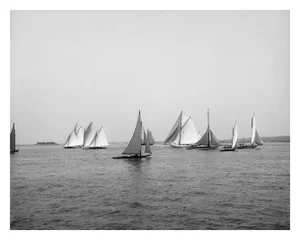 Vintage Sailboat Regatta on the Sea