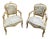 Vintage French Louis XV Style Gold Giltwood Tapestry Arm Chairs- a Pair For Sale