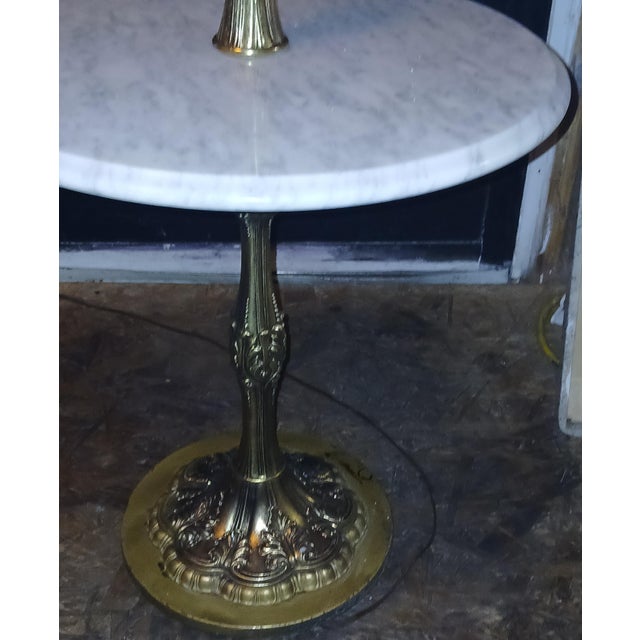 1970s Catco Hollywood Regency Brass & Italian Marble Table Combo Lamp – Acanthus Leaf For Sale - Image 11 of 14