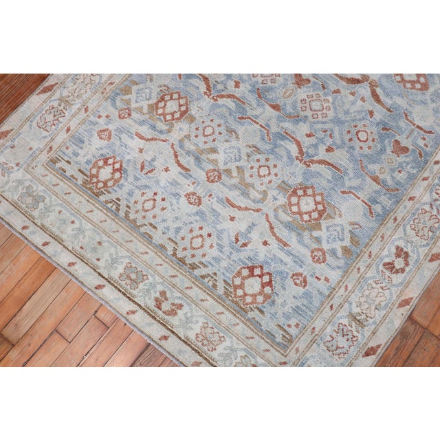Antique Decorative Persian rug from the malayer village located in northwest Persian in blues and rust Measure: 4'6'' x...